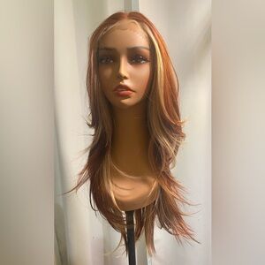 Stylish Brown Bomb 26” Copper and Blonde Women's long layered Wig